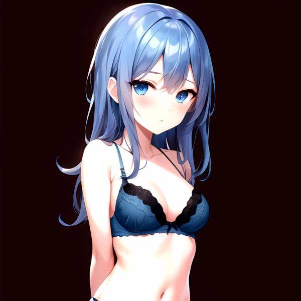1girl Standing Lingerie Blue Eyes Arms Behind Back Simple Background Anime Girl Facing The Viewer Uwu, 1042858792 - AIHentai - aihentai.co on pornintellect.com