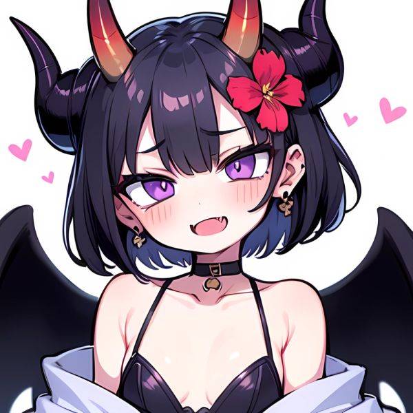 Shuten Douji Fate 1girl Blush Bob Cut Breasts Collarbone Earrings Fang Flower Hair Flower Hair Ornament Horns Jewelry Looking At, 727739170 - AIHentai - aihentai.co on pornintellect.com