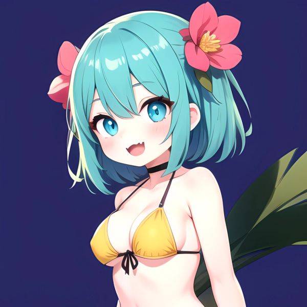 Pine Bombergirl 1girl 3 Aqua Hair Bare Shoulders Bikini Blonde Hair Blue Eyes Blue Hair Blue Trim Blush Breasts Cleavage, 2491436219 - AIHentai - aihentai.co on pornintellect.com