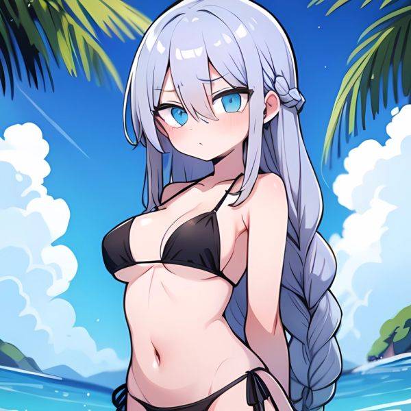 Lexington Warship Girls R 1girl Bikini Blue Eyes Blue Sky Braid Breasts Cloud Collarbone Day French Braid Grey Hair Hair, 3337729250 - AIHentai - aihentai.co - France - county Day on pornintellect.com