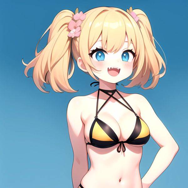 Pine Bombergirl 1girl 3 Aqua Hair Bare Shoulders Bikini Blonde Hair Blue Eyes Blue Hair Blue Trim Blush Breasts Cleavage, 3791131297 - AIHentai - aihentai.co on pornintellect.com