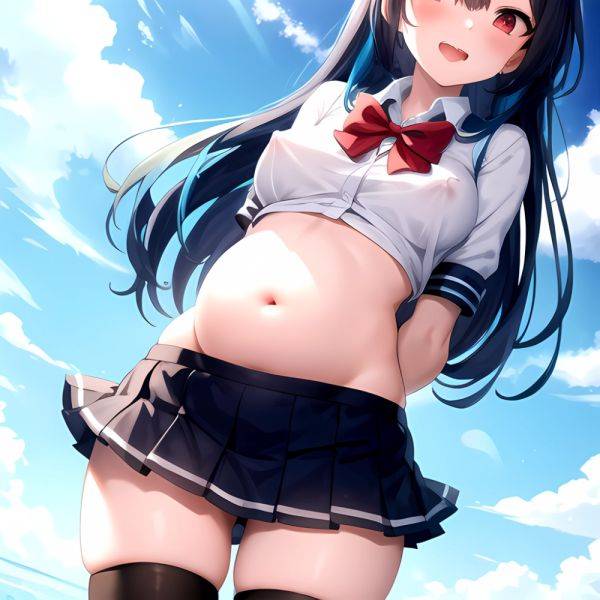 1girl Arms Behind Back 1 3 Blue Hair Blush Breasts Breasts Out Pregnant Long Hair Facing The Viewer Medium Breasts, 1741789505 - AIHentai - aihentai.co on pornintellect.com