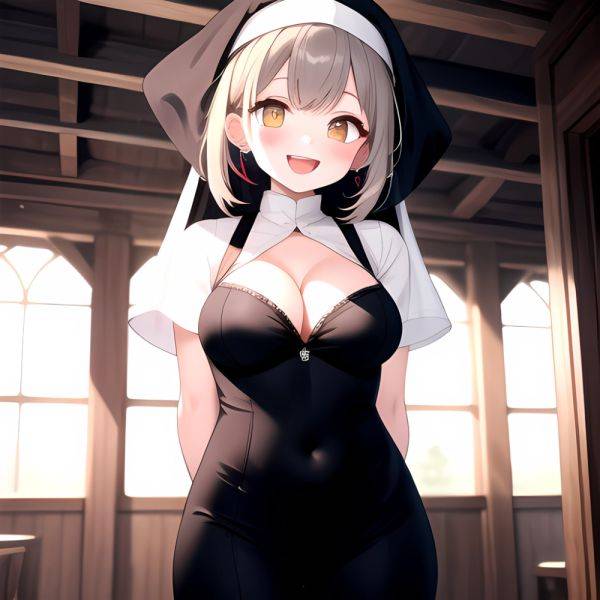 1girl D Black Headwear Black Nails Blonde Hair Blush Breasts Cleavage Grey Hair Large Breasts Long Hair Multicolored Hair Nail, 1848396343 - AIHentai - aihentai.co on pornintellect.com