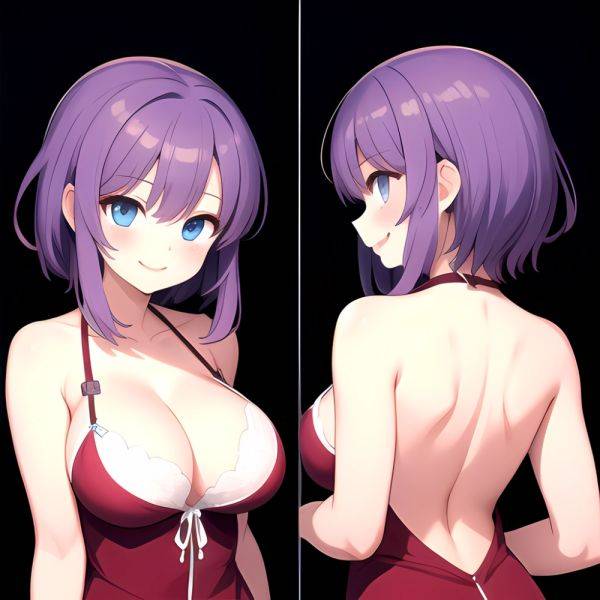 Yumi Senran Kagura 1girl Blue Eyes Breasts Cleavage Large Breasts Looking At Viewer Medium Breasts Paizuri Purple Hair Smile Upp, 3488234180 - AIHentai - aihentai.co on pornintellect.com
