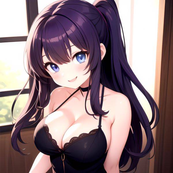 Yumi Senran Kagura 1girl Blue Eyes Breasts Cleavage Large Breasts Looking At Viewer Medium Breasts Paizuri Purple Hair Smile Upp, 4201864863 - AIHentai - aihentai.co on pornintellect.com