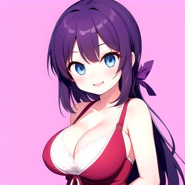 Yumi Senran Kagura 1girl Blue Eyes Breasts Cleavage Large Breasts Looking At Viewer Medium Breasts Paizuri Purple Hair Smile Upp, 907620646 - AIHentai - aihentai.co on pornintellect.com
