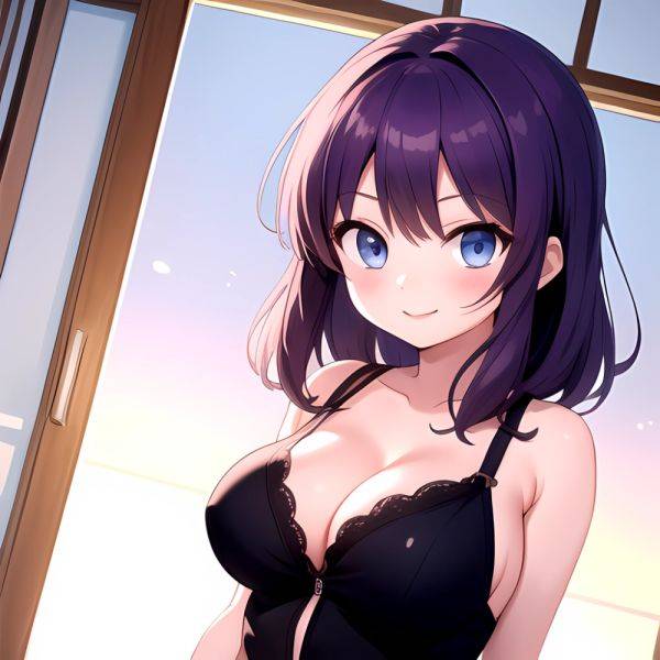 Yumi Senran Kagura 1girl Blue Eyes Breasts Cleavage Large Breasts Looking At Viewer Medium Breasts Paizuri Purple Hair Smile Upp, 2601512198 - AIHentai - aihentai.co on pornintellect.com