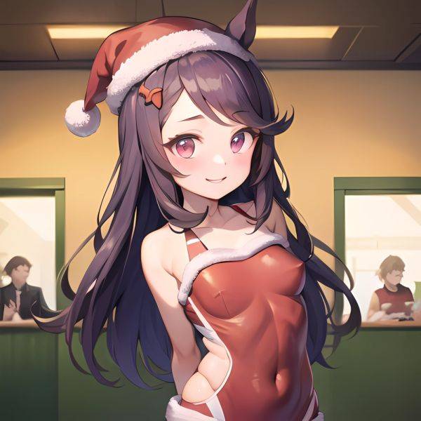 Mejiro Dober Umamusume 1girl Bell Blush Bow Christmas Ears Through Headwear Fur Trimmed Headwear Fur Trim Hat Hat Bow Long, 3486709990 - AIHentai - aihentai.co on pornintellect.com