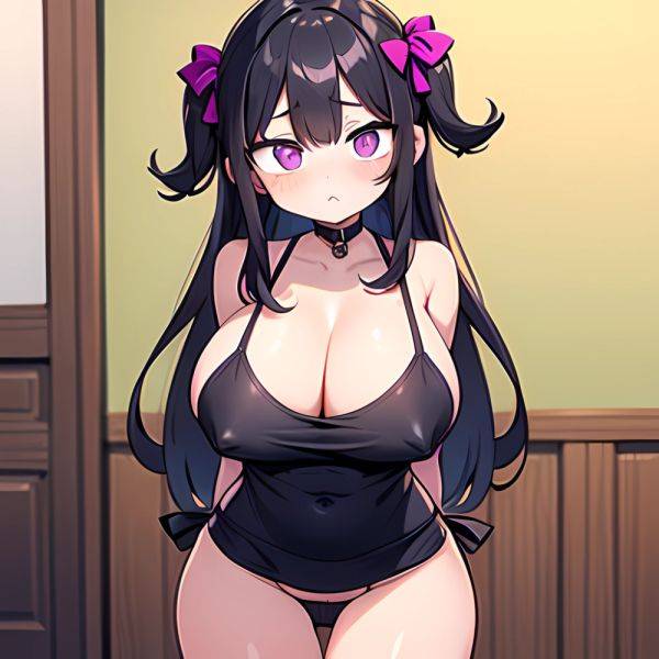 Fern Sousou No Frieren 1girl Apron Black Apron Black Panties Blunt Bangs Breasts Cleavage Collarbone Covered Navel Covered Nippl, 3322166876 - AIHentai - aihentai.co on pornintellect.com