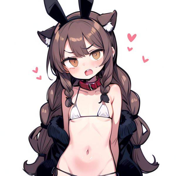 Minegumo Kancolle 1girl Animal Ears Bikini Braid Brown Eyes Cloud Hair Ornament Fake Animal Ears Fur Collar Fur Cuffs Light, 1340191612 - AIHentai - aihentai.co on pornintellect.com