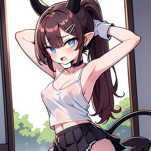 Megu Blue Archive 1girl Areola Slip Armpits Arms Up Bare Shoulders Black Skirt Blue Eyes Blush Breasts Choker Cleavage Collarbon, 3274532507 - AIHentai - aihentai.co on pornintellect.com