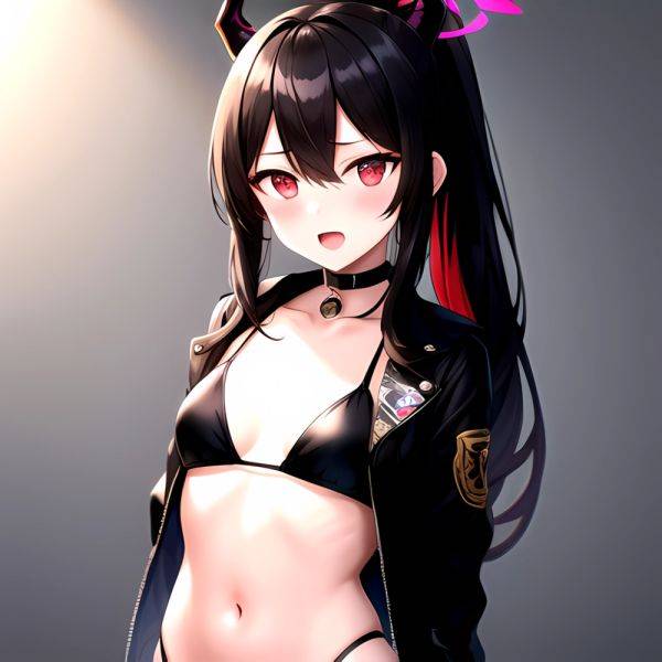 Kayoko Blue Archive 1girl Alternate Costume Bare Shoulders Bikini Black Bikini Black Choker Black Hair Black Horns Black Jacket, 4127487320 - AIHentai - aihentai.co on pornintellect.com