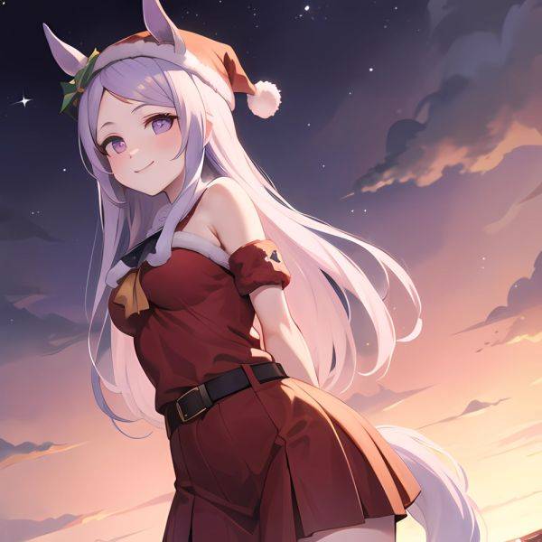 Mejiro Dober Umamusume 1girl Bell Blush Bow Christmas Ears Through Headwear Fur Trimmed Headwear Fur Trim Hat Hat Bow Horse, 1714561665 - AIHentai - aihentai.co on pornintellect.com