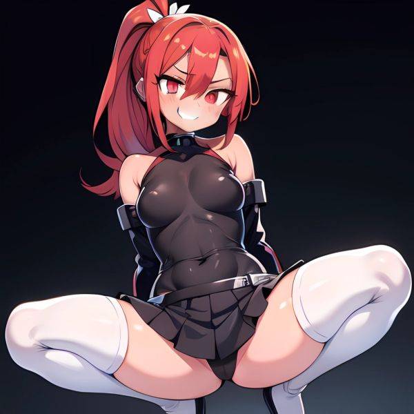 1girl Arms Behind Back Black Skirt Bodysuit Breasts Covered Navel Dark Skinned Female Dark Skin Detached Sleeves Feet Out Of, 2865480564 - AIHentai - aihentai.co on pornintellect.com