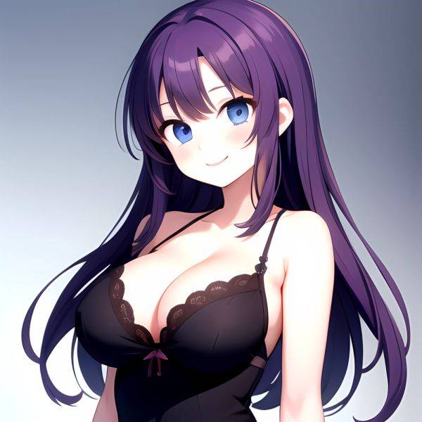 Yumi Senran Kagura 1girl Blue Eyes Breasts Cleavage Large Breasts Looking At Viewer Medium Breasts Paizuri Purple Hair Smile Upp, 213042443 - AIHentai - aihentai.co on pornintellect.com