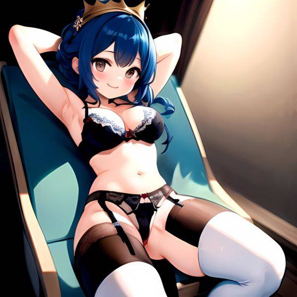 Marianne Von Edmund 1girl Armpit Crease Armpits Arms Behind Head Blue Hair Blush Bra Braid Breasts Brown Eyes Cameltoe Cleavage, 321652720 - AIHentai - aihentai.co on pornintellect.com