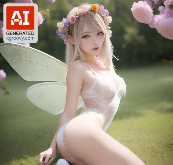 Korean cutie with white hair & bangs getting her fair skin & freckles naughty in a meadow of flowers, legs spread in ultra-HD naughtiness! - xgroovy.com on pornintellect.com