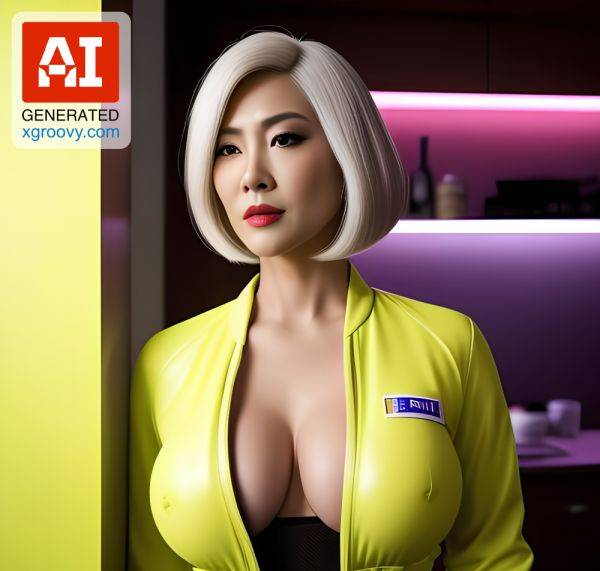 She was a cyberpunk dream: 40yo, Asian, abs, huge boobs, bobcut, white hair, and a jumpsuit that lit up the bedroom. 'Fuck me hard,' she purred. - xgroovy.com on pornintellect.com