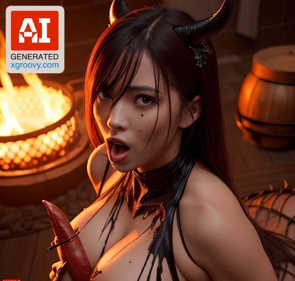 I'm the devil in lace, ready to blow your mind with my cumshot! #devilishdelight - xgroovy.com on pornintellect.com