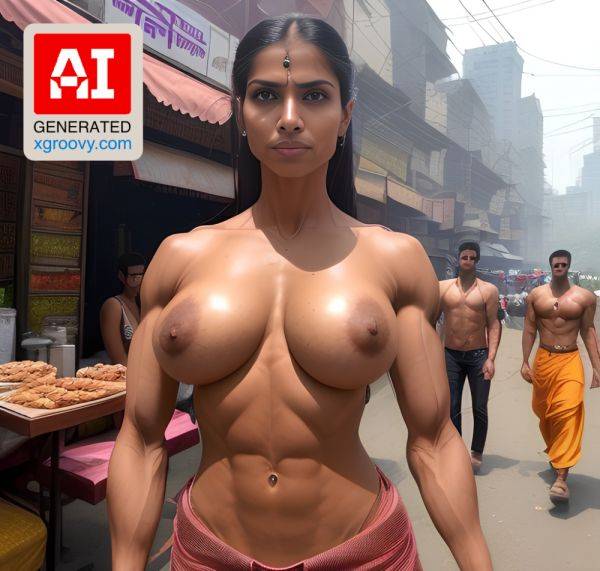 Indian beauty flaunting her oiled eight-pack and huge boobs in a microkini - pure sex appeal! - xgroovy.com on pornintellect.com