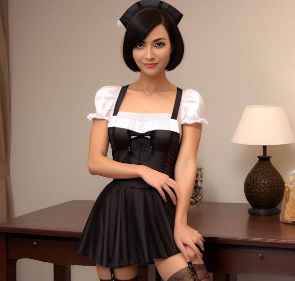 A 40yo Spanish pixie with serious beauty, black hair, mini skirt, blouse, stockings and a skinny figure - what more could you want? - xgroovy.com on pornintellect.com