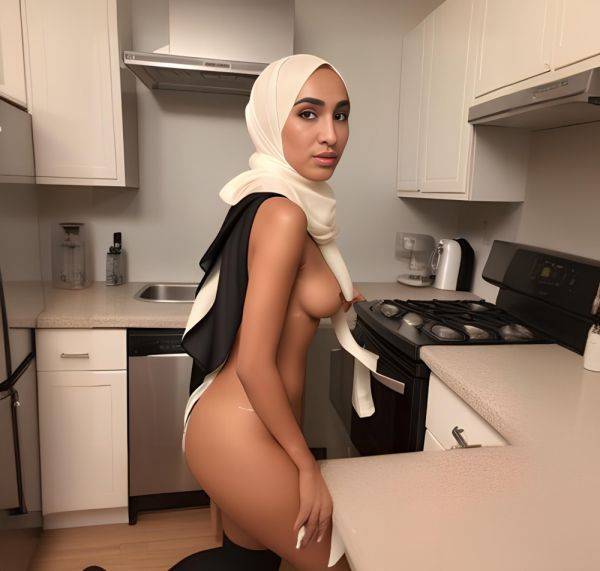 Tanned Skin Teen in Hijab Kitchen: A Miss Universe Model with Perfect Body and Small Tits Cumshot'. - xgroovy.com on pornintellect.com
