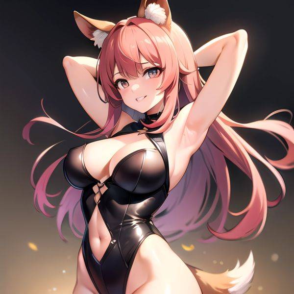 1girl Absurdres Animal Ear Fluff Animal Ears Arknights Arms Behind Head Chest Armor Covered Navel Gravel Arknights Highleg Highl, 2681014030 - AIHentai - aihentai.co on pornintellect.com