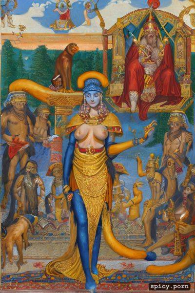 Tail, feline body, human body, beautiful female body, 13th century painting - spicy.porn on pornintellect.com