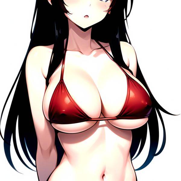 1girl O Absurdres Bikini Red Bikini Black Hair Blue Eyes Breasts Cleavage Collarbone Commentary Request Highres Large Breasts Lo, 4074618973 - AIHentai - aihentai.co on pornintellect.com