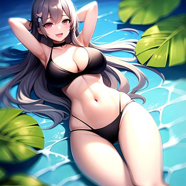1girl D Bare Arms Bare Shoulders Bikini Black Bikini Breasts Bug Butterfly Butterfly Hair Ornament Choker Cleavage Feet Out Of, 2574532965 - AIHentai - aihentai.co on pornintellect.com