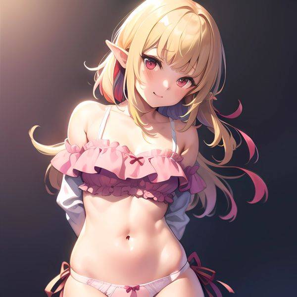1girl Blonde Hair Frilled Panties Frills Highres Hip Bones Looking At Viewer Makaino Ririmu Multicolored Hair Navel Nijisanji No, 2012177528 - AIHentai - aihentai.co on pornintellect.com