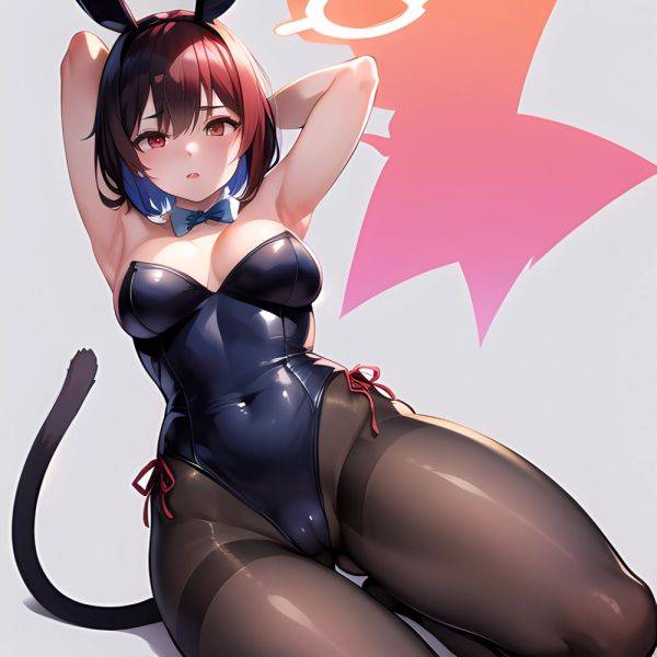1girl Solo Animal Ears Armpits Black Hair Black Pantyhose Blue Archive Bow Bowtie Cat Ears Colored Inner Hair Coma Light825, 3181021015 - AIHentai - aihentai.co on pornintellect.com