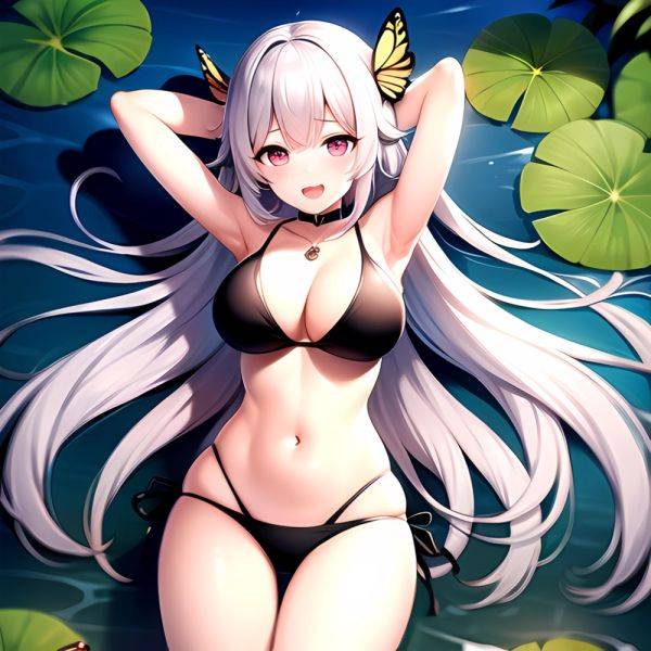 1girl D Bare Arms Bare Shoulders Bikini Black Bikini Breasts Bug Butterfly Butterfly Hair Ornament Choker Cleavage Feet Out Of, 234576580 - AIHentai - aihentai.co on pornintellect.com