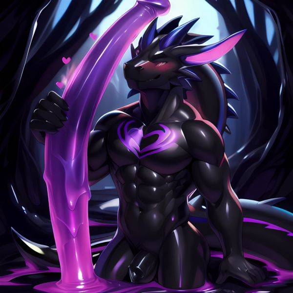 Solo Male Anthro Dragon Kemono Equine Penis Goo Transformation Black Slime Gooey Corruption Purple Glowing Liquid Glowing Penis, 1442485956 - AIHentai - aihentai.co on pornintellect.com