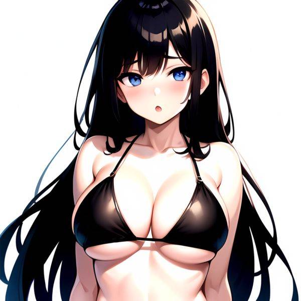 1girl O Absurdres Bikini Black Bikini Black Hair Blue Eyes Breasts Cleavage Collarbone Commentary Request Highres Large Breasts, 3394442582 - AIHentai - aihentai.co on pornintellect.com