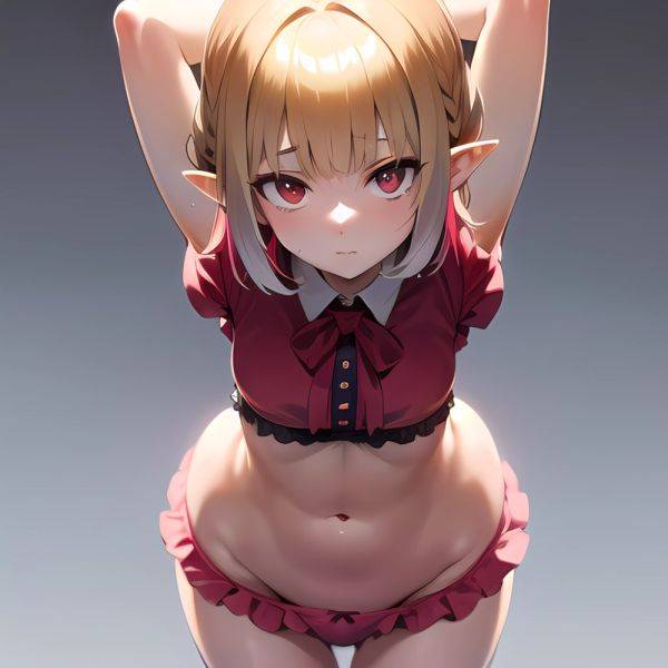 1girl Blonde Hair Frilled Panties Frills Highres Hip Bones Looking At Viewer Makaino Ririmu Multicolored Hair Navel Nijisanji No, 2667829351 - AIHentai - aihentai.co on pornintellect.com