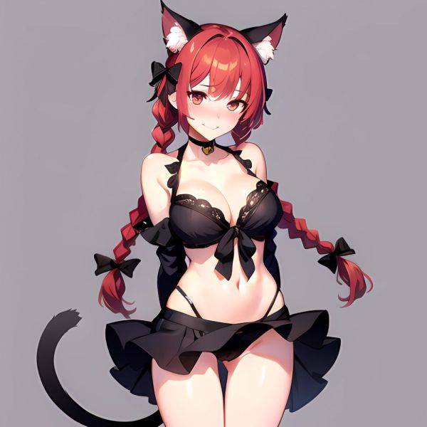 1girl Alternate Costume Animal Ear Fluff Animal Ears Arms Behind Back Bare Shoulders Black Bow Black Ribbon Blush Bow Braid, 901595653 - AIHentai - aihentai.co on pornintellect.com