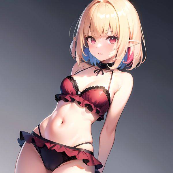 1girl Blonde Hair Frilled Panties Frills Highres Hip Bones Looking At Viewer Makaino Ririmu Multicolored Hair Navel Nijisanji No, 412401319 - AIHentai - aihentai.co on pornintellect.com
