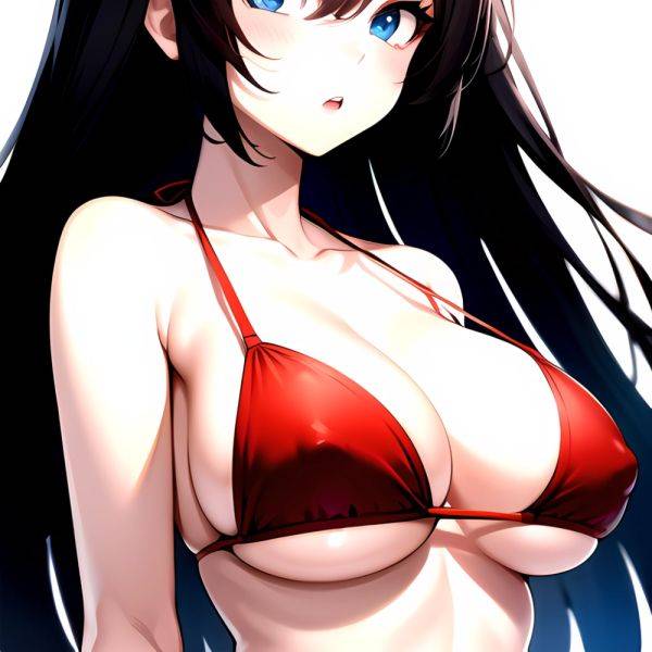 1girl O Absurdres Bikini Red Bikini Black Hair Blue Eyes Breasts Cleavage Collarbone Commentary Request Highres Large Breasts Lo, 2012980177 - AIHentai - aihentai.co on pornintellect.com