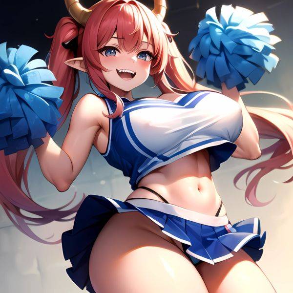 1girl Absurdres White Skirt Whitefrok Breasts Cheerleader Dragon Girl Dragon Horns Highres Holding Holding Pom Poms Horns Huge B, 1212446942 - AIHentai - aihentai.co on pornintellect.com