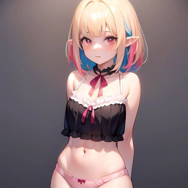 1girl Blonde Hair Frilled Panties Frills Highres Hip Bones Looking At Viewer Makaino Ririmu Multicolored Hair Navel Nijisanji No, 1309935127 - AIHentai - aihentai.co on pornintellect.com