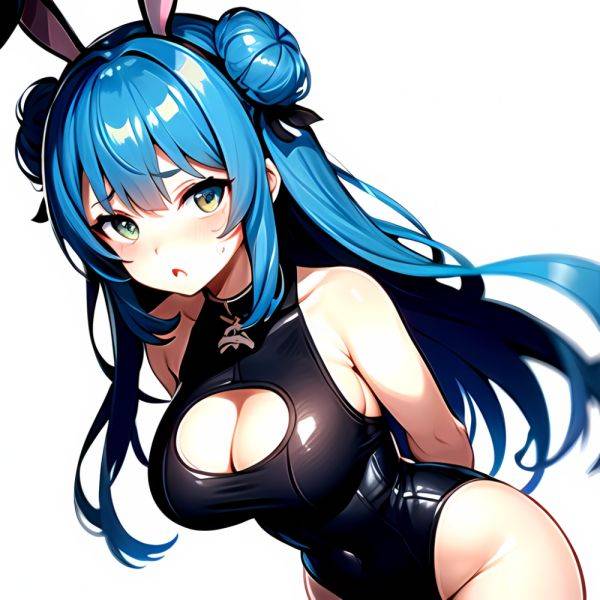 1girl Alternate Breast Size Animal Ear Fluff Animal Ears Animal Print Blue Hair Blush Breasts Cleavage Cutout Clothing Cutout Co, 3801532286 - AIHentai - aihentai.co on pornintellect.com