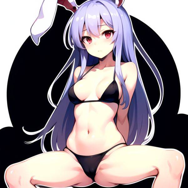 Ai Assisted Breasts Highres Medium Breasts Red Eyes Reisen Udongein Inaba Sitting Spread Legs Touhou Arms Behind Back White Outl, 3528681256 - AIHentai - aihentai.co on pornintellect.com