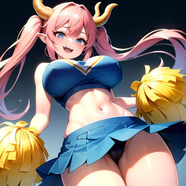 1girl Absurdres Blue Skirt Bluefrok Breasts Cheerleader Dragon Girl Dragon Horns Highres Holding Holding Pom Poms Horns Huge Bre, 2740384075 - AIHentai - aihentai.co on pornintellect.com