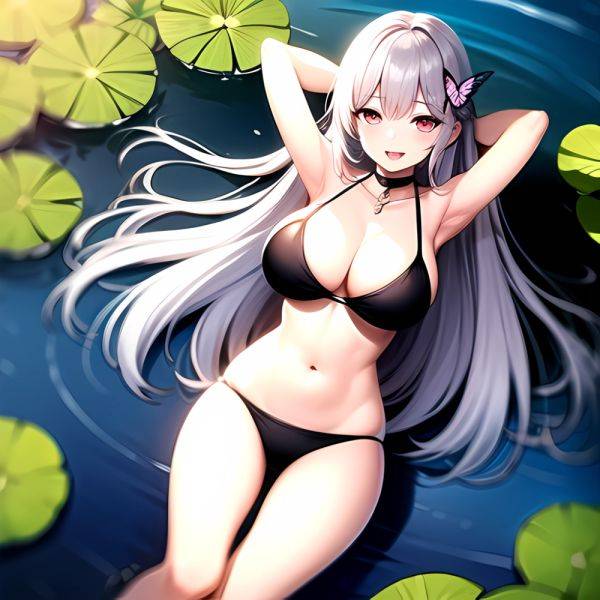 1girl D Bare Arms Bare Shoulders Bikini Black Bikini Breasts Bug Butterfly Butterfly Hair Ornament Choker Cleavage Feet Out Of, 3011846899 - AIHentai - aihentai.co on pornintellect.com
