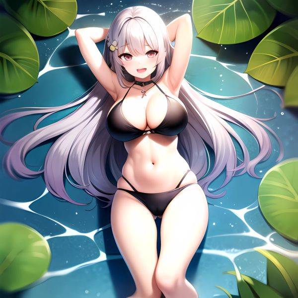 1girl D Bare Arms Bare Shoulders Bikini Black Bikini Breasts Bug Butterfly Butterfly Hair Ornament Choker Cleavage Feet Out Of, 3410445135 - AIHentai - aihentai.co on pornintellect.com