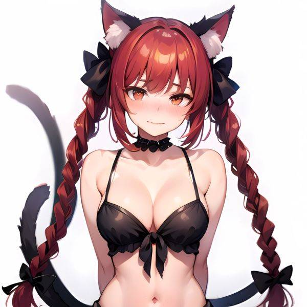 1girl Alternate Costume Animal Ear Fluff Animal Ears Arms Behind Back Bare Shoulders Black Bow Black Ribbon Blush Bow Braid, 4054929896 - AIHentai - aihentai.co on pornintellect.com