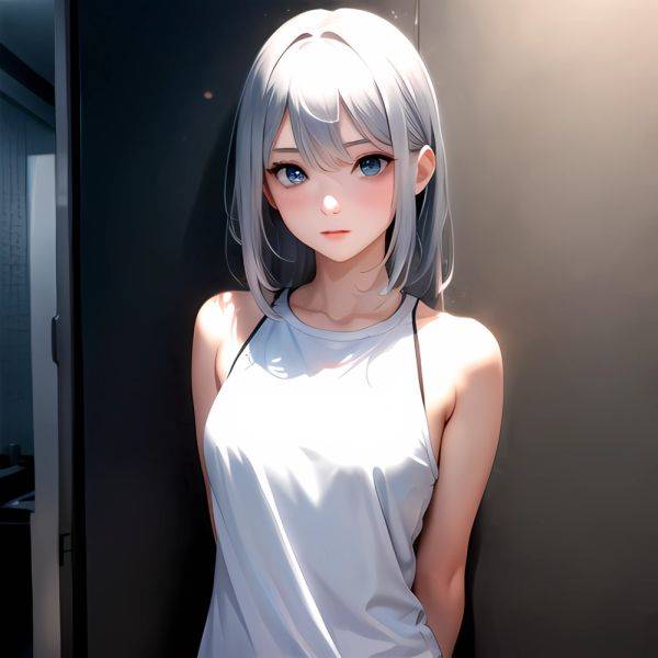 1girl Sexy Blue Eyes Silver Hair Arms Behind Back Facing The Camera Looking At The Camera, 2486893431 - AIHentai - aihentai.co on pornintellect.com