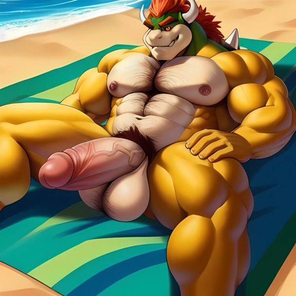 Bowser Laying On The Beach Yellow Skin Laying On A Towel Nude Beach Big Balls Big Penis Nipples Veins Muscles, 2278094424 - AIHentai - aihentai.co on pornintellect.com