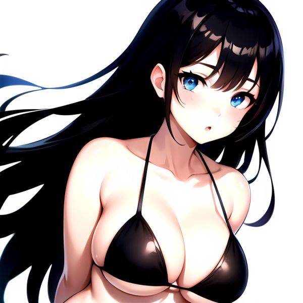 1girl O Absurdres Bikini Black Bikini Black Hair Blue Eyes Breasts Cleavage Collarbone Commentary Request Highres Large Breasts, 3650158656 - AIHentai - aihentai.co on pornintellect.com